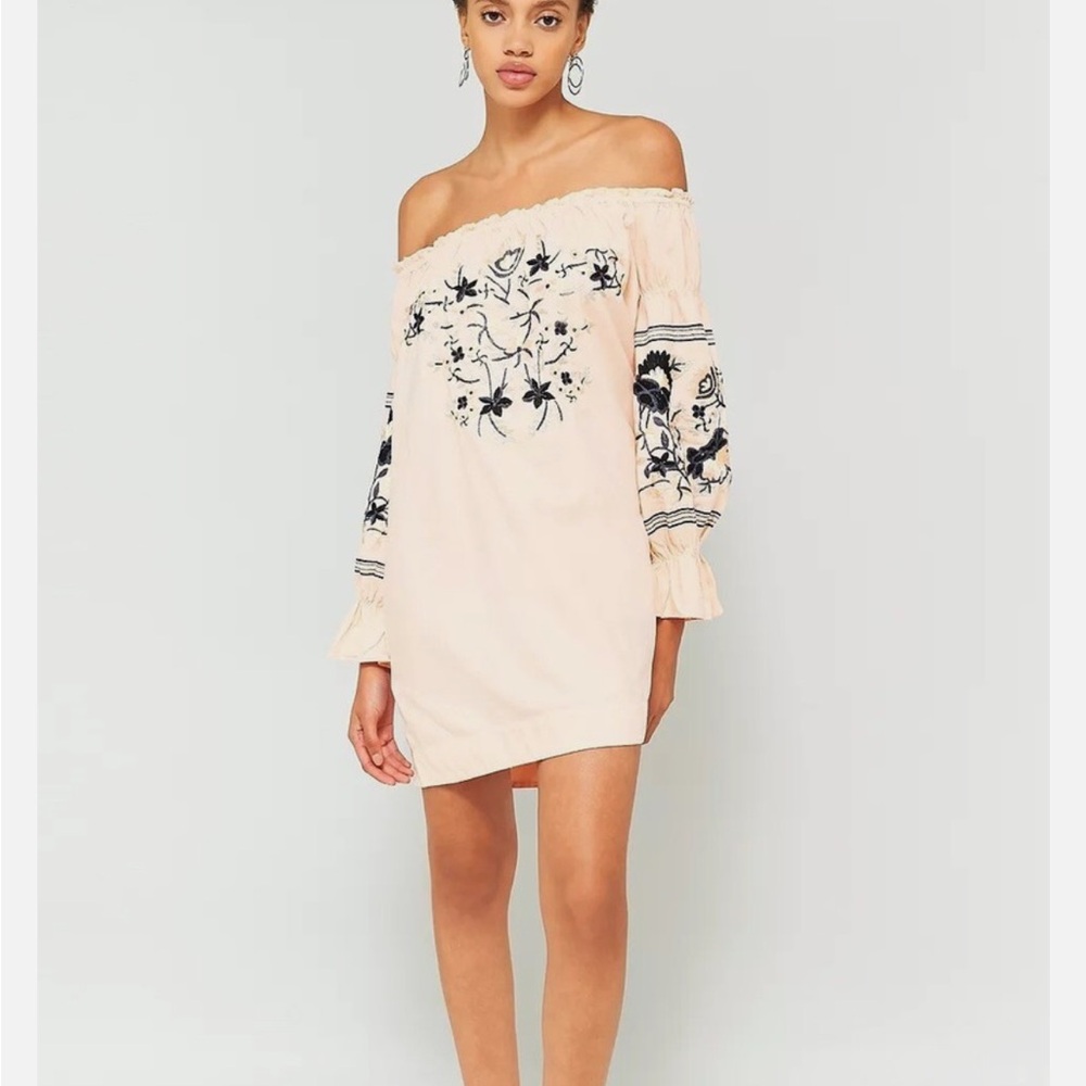 Free People Bohemian Peach Embroidered Dress NWT